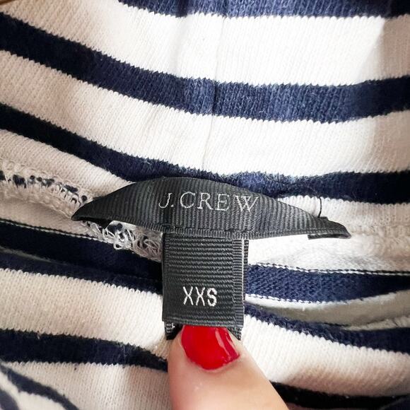 J. Crew navy blue & white striped mock turtleneck top 3/4 sleeve Size XXS - Picture 2 of 4
